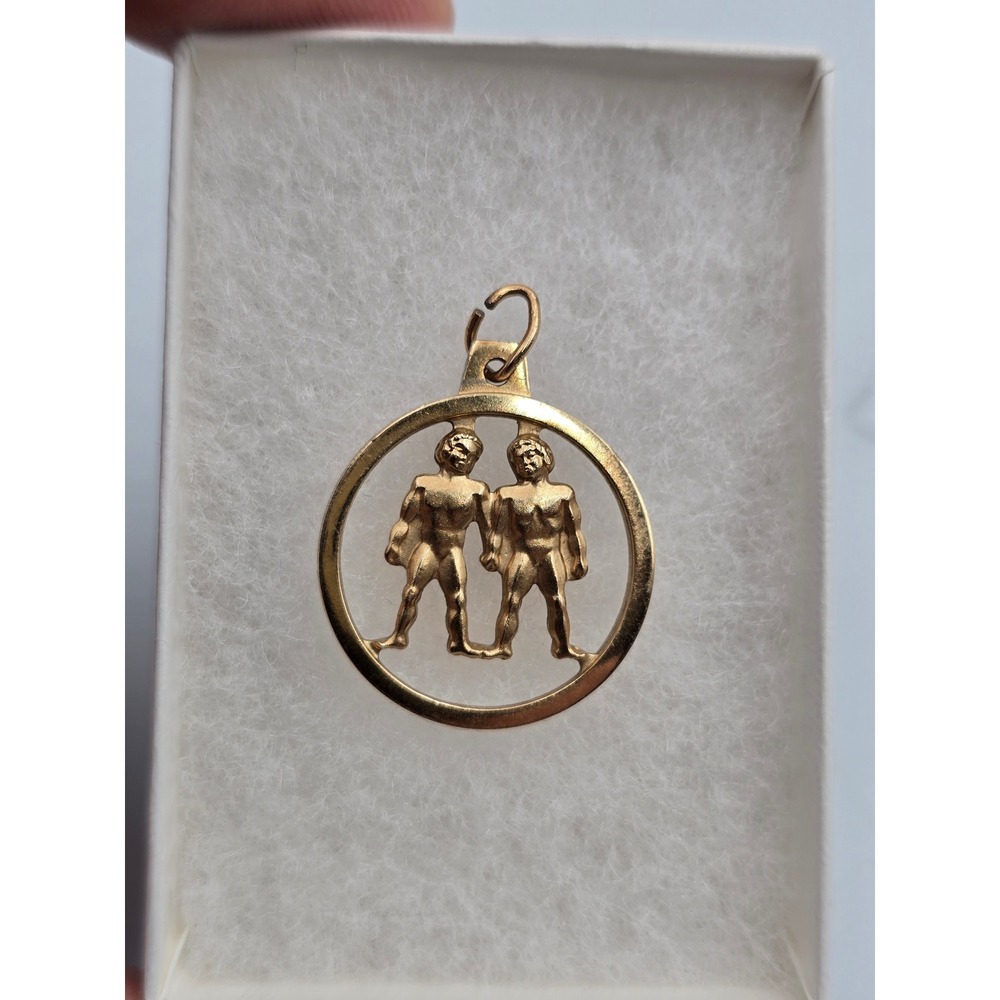 Krementz Gemini‎ Zodiac Pendant Unisex OS Gold Excellent Vintage W. Germany